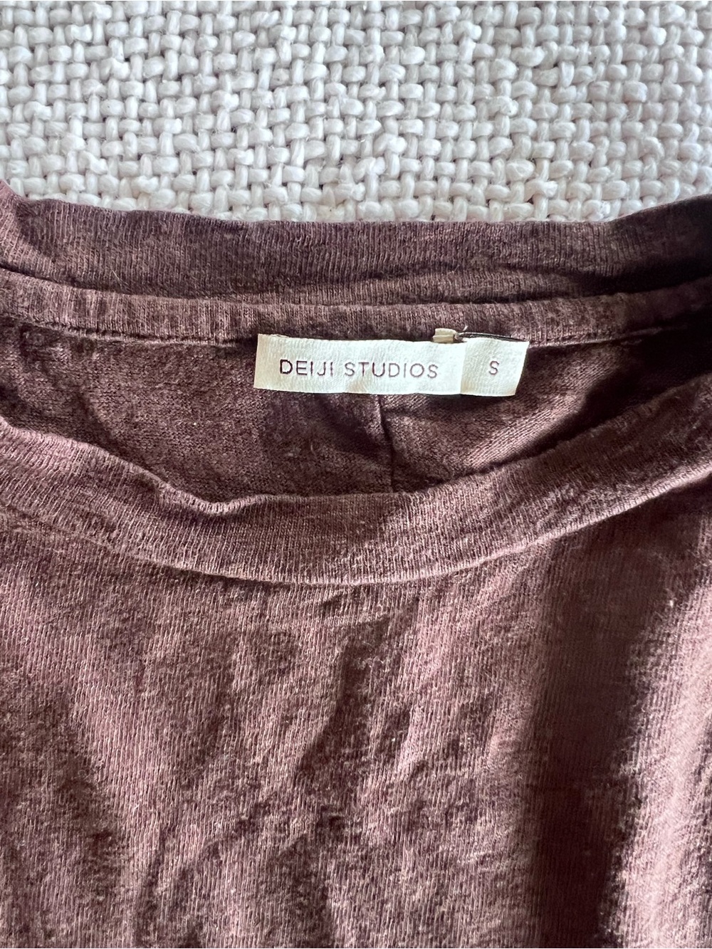 Women's Deiji Studios Short Sleeve Linen Crewneck Tee in Dark Brown - Picture 3 of 6